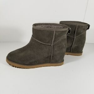 UGG Booties Women's 9 Classic Femme Mini Hidden Wedge Boots Slate Gray Suede